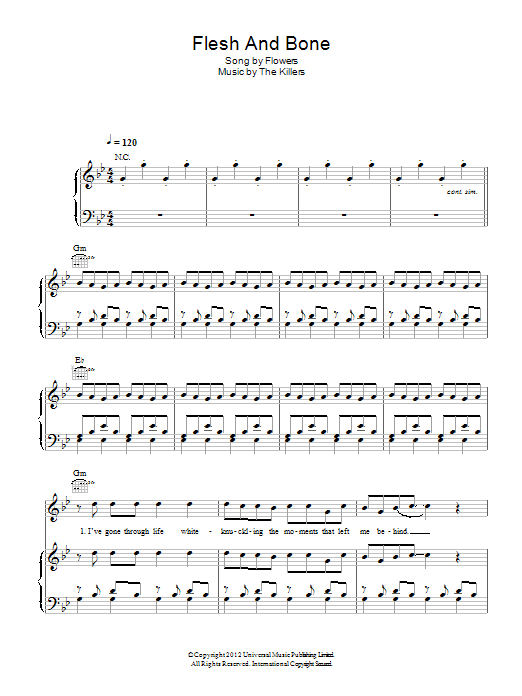 The Killers Flesh And Bone Sheet Music