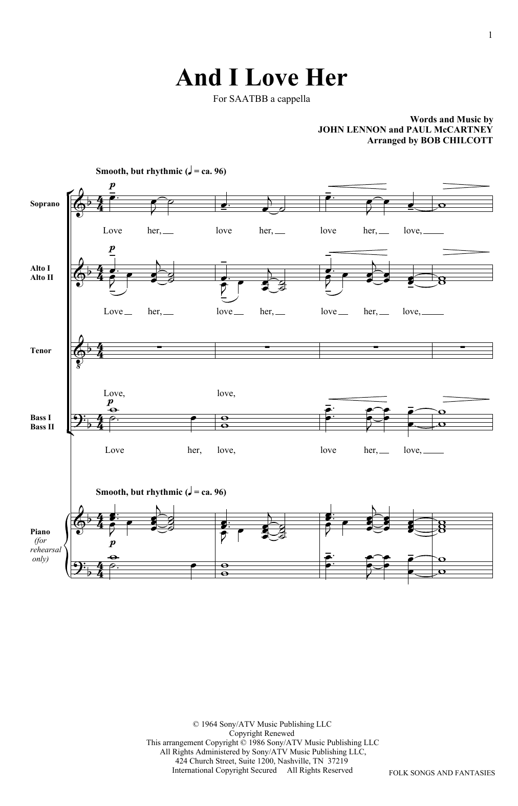 The King's Singers And I Love Her Sheet Music