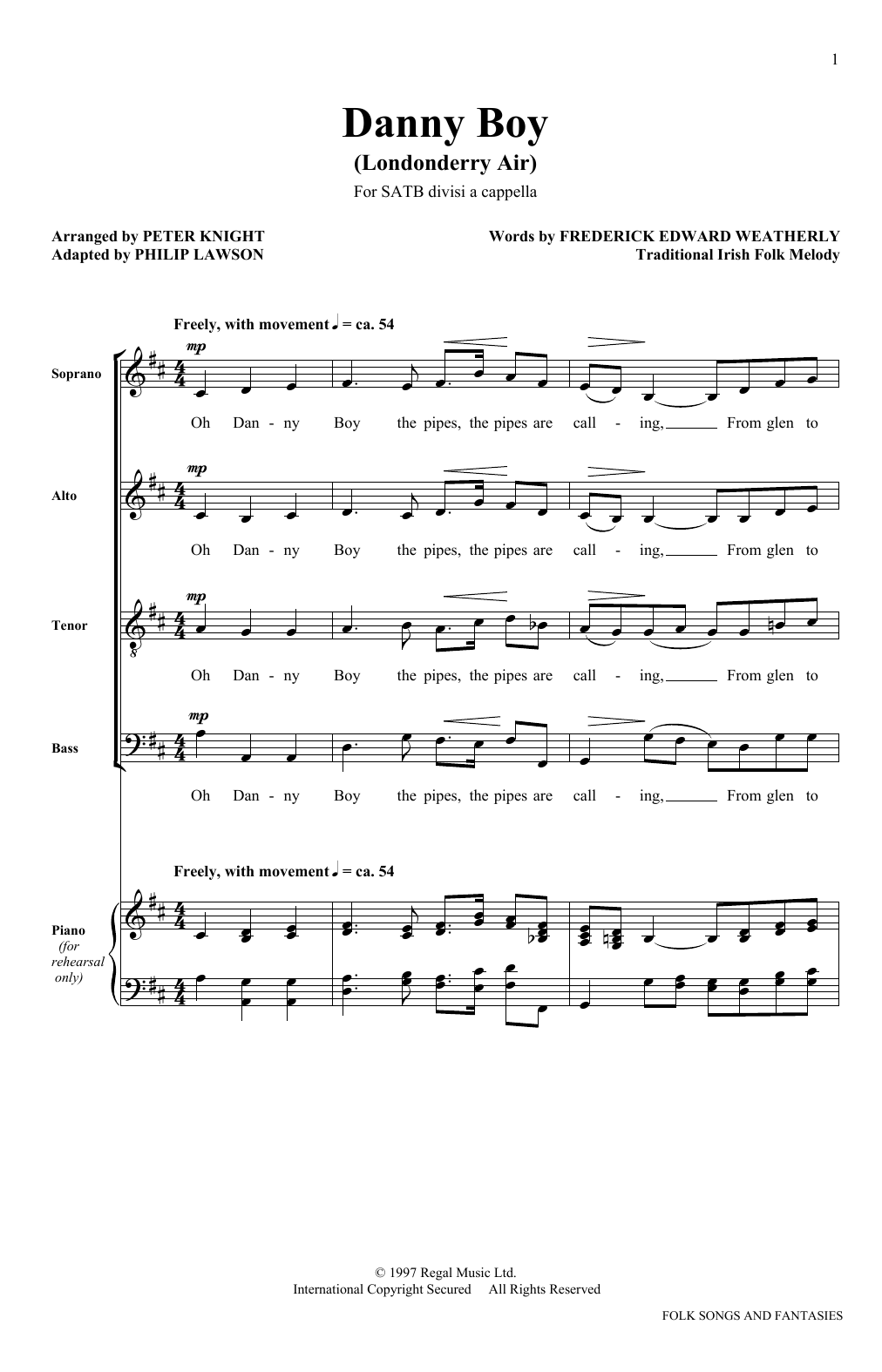 The King's Singers Danny Boy Sheet Music