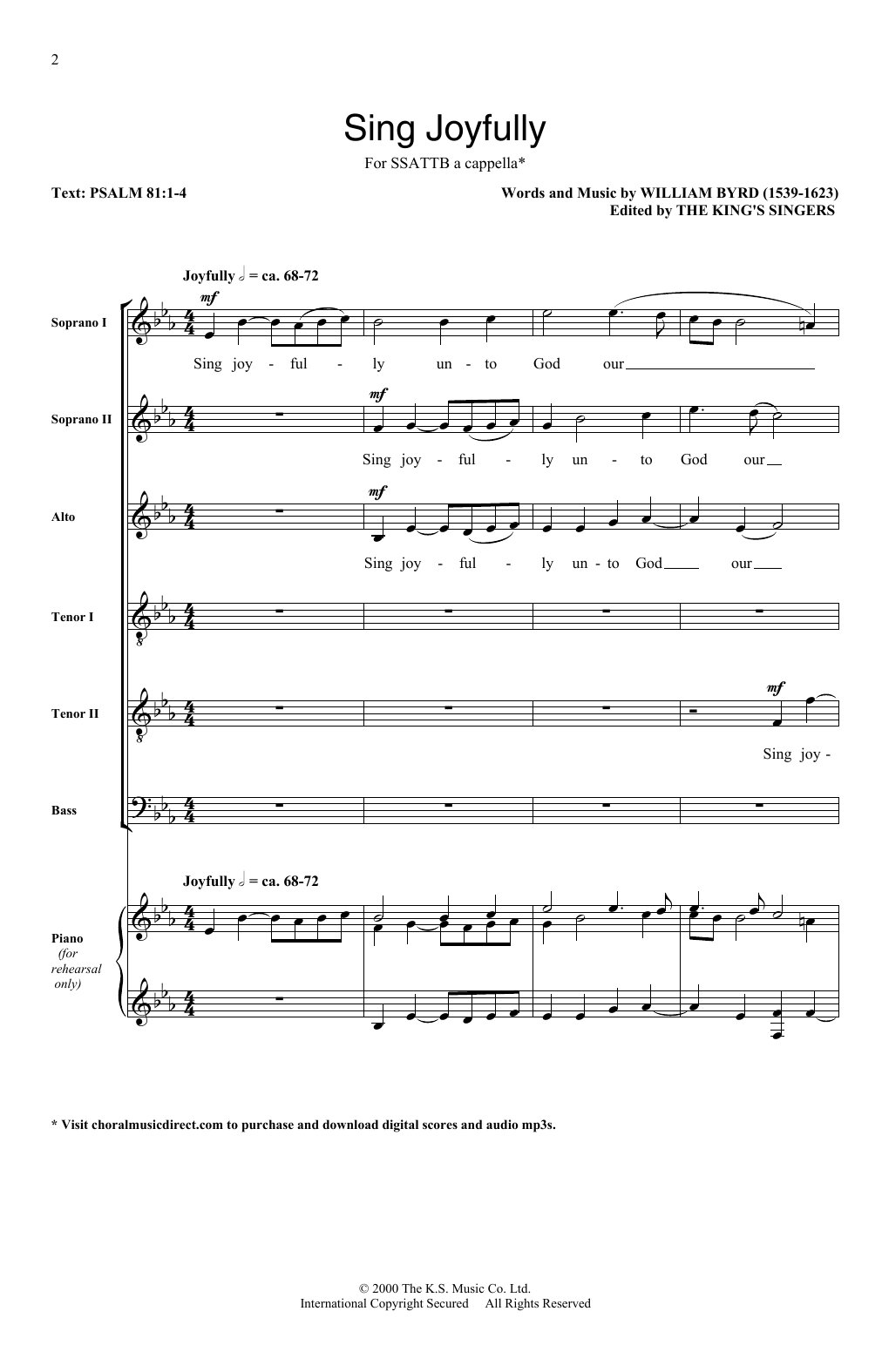 The King's Singers Sing Joyfully Sheet Music