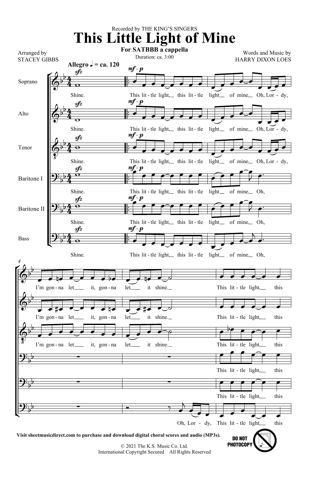 The King's Singers This Little Light Of Mine (arr. Stacey V. Gibbs) Sheet Music