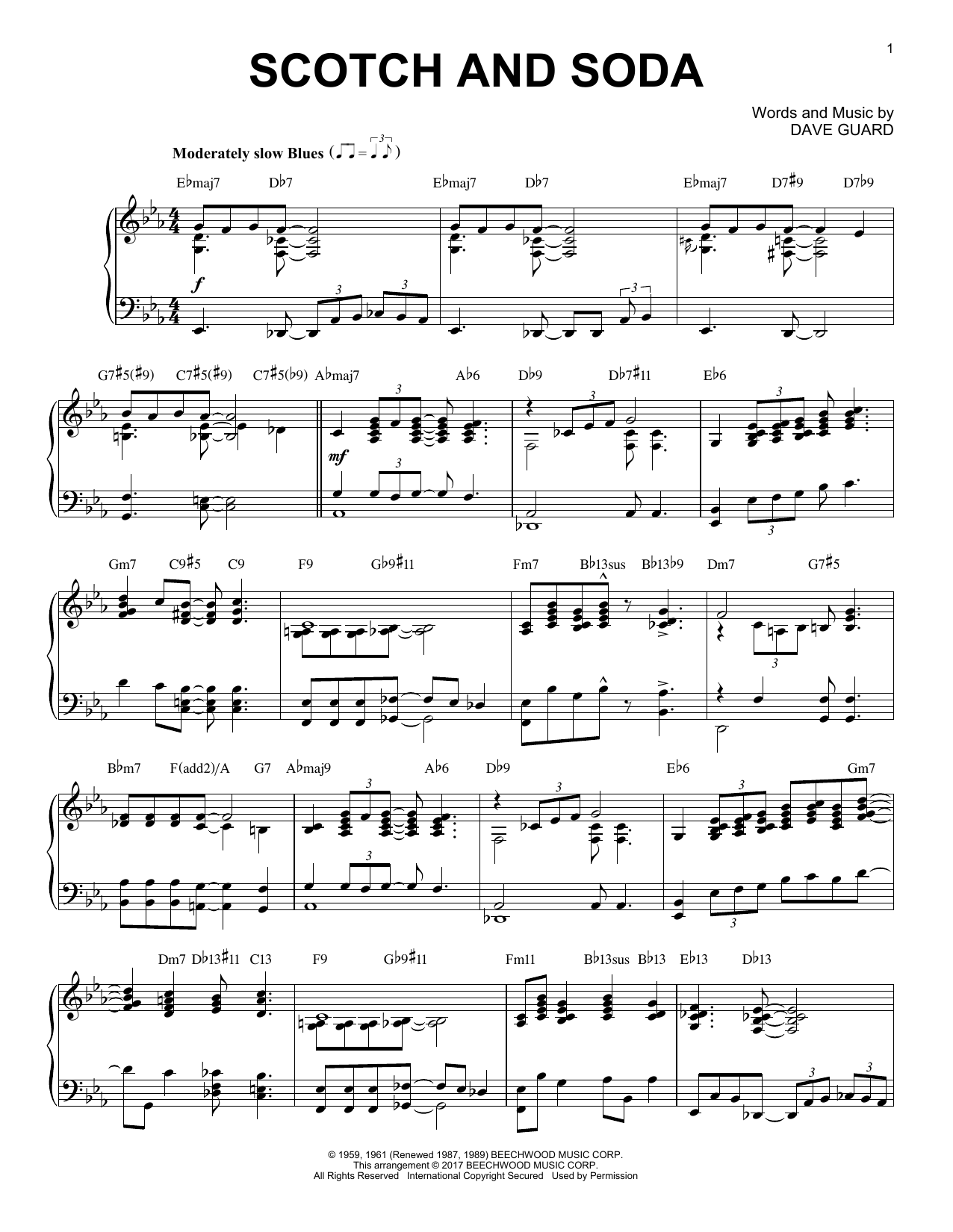 Kingston Trio Scotch And Soda [Jazz version] Sheet Music