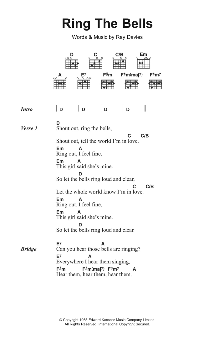 The Kinks Ring The Bells Sheet Music