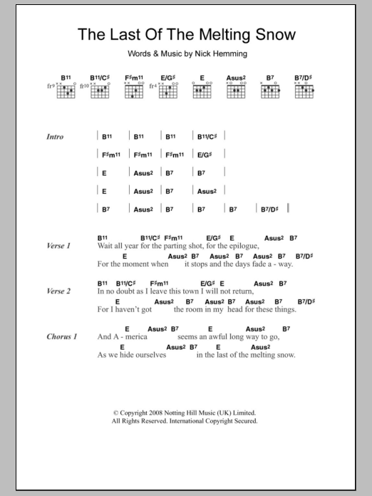 The Leisure Society The Last Of The Melting Snow Sheet Music