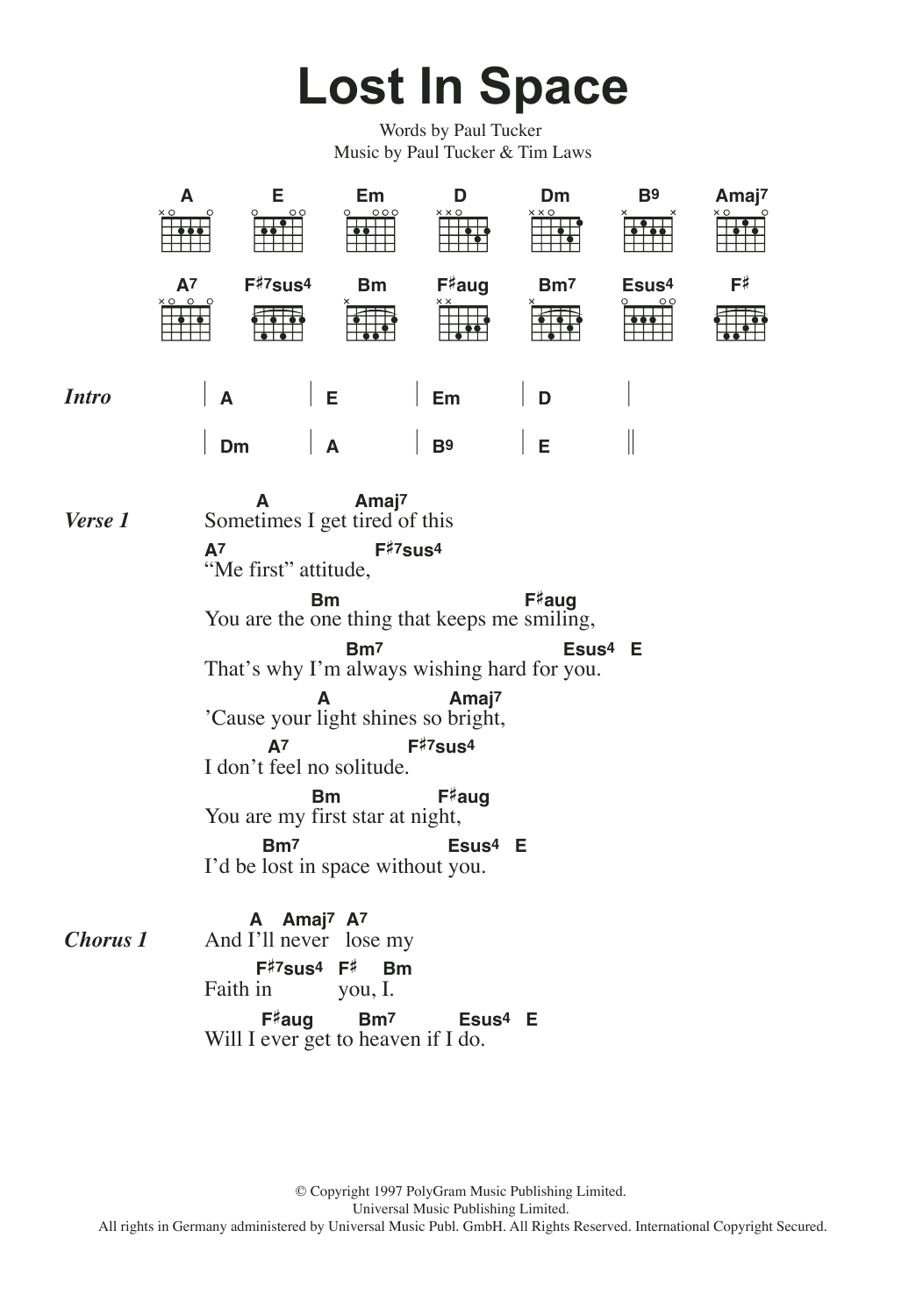 The Lighthouse Family Lost In Space Sheet Music