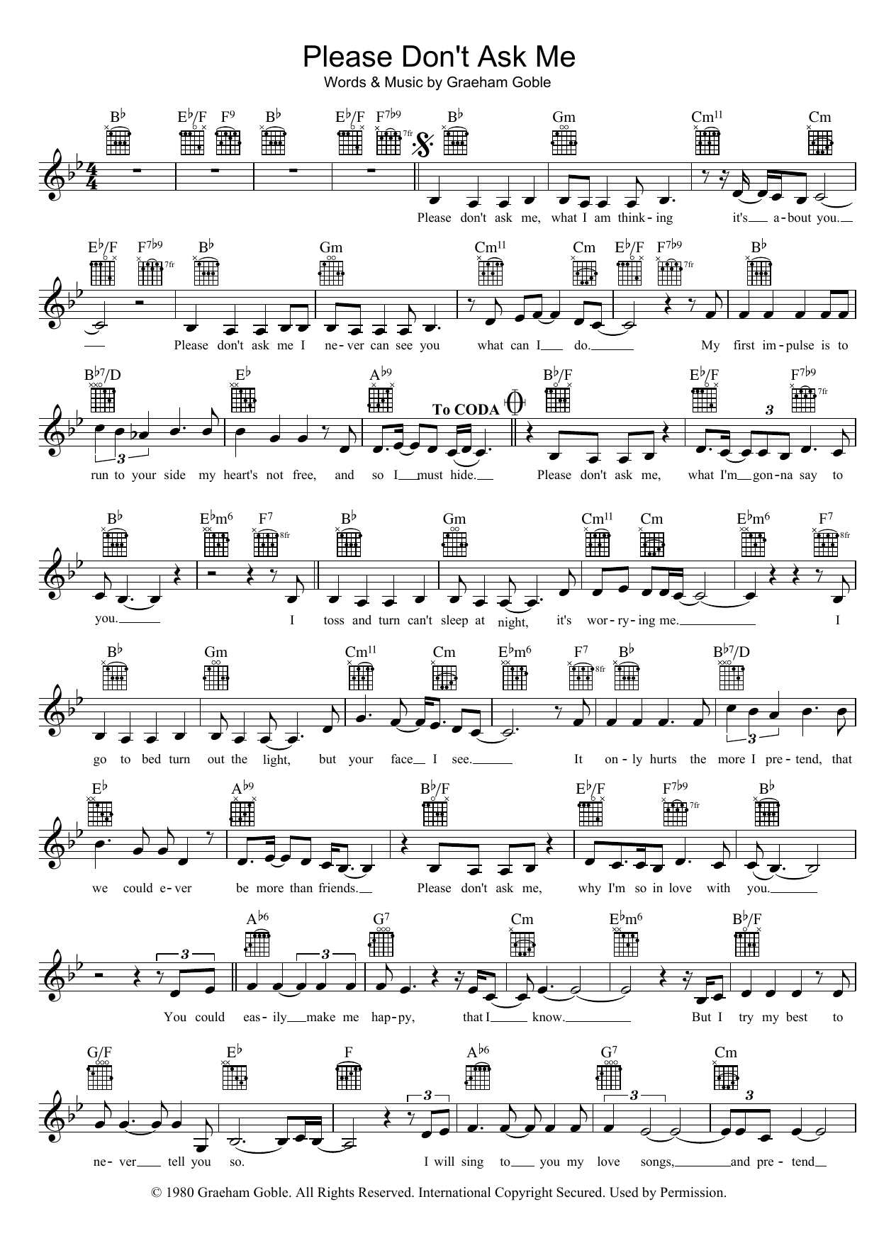 The Little River Band Please Don't Ask Me Sheet Music