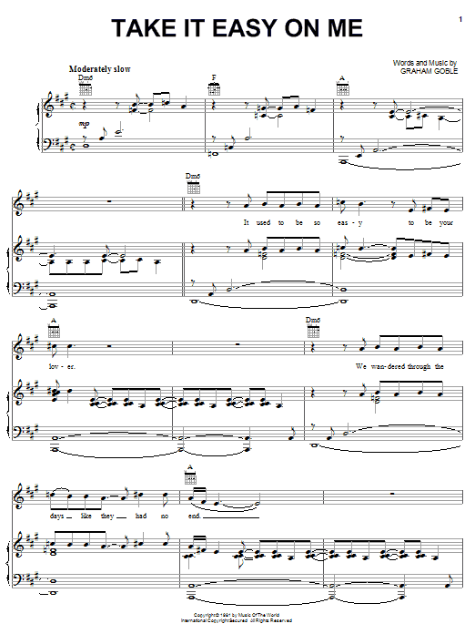 Little River Band Take It Easy On Me Sheet Music