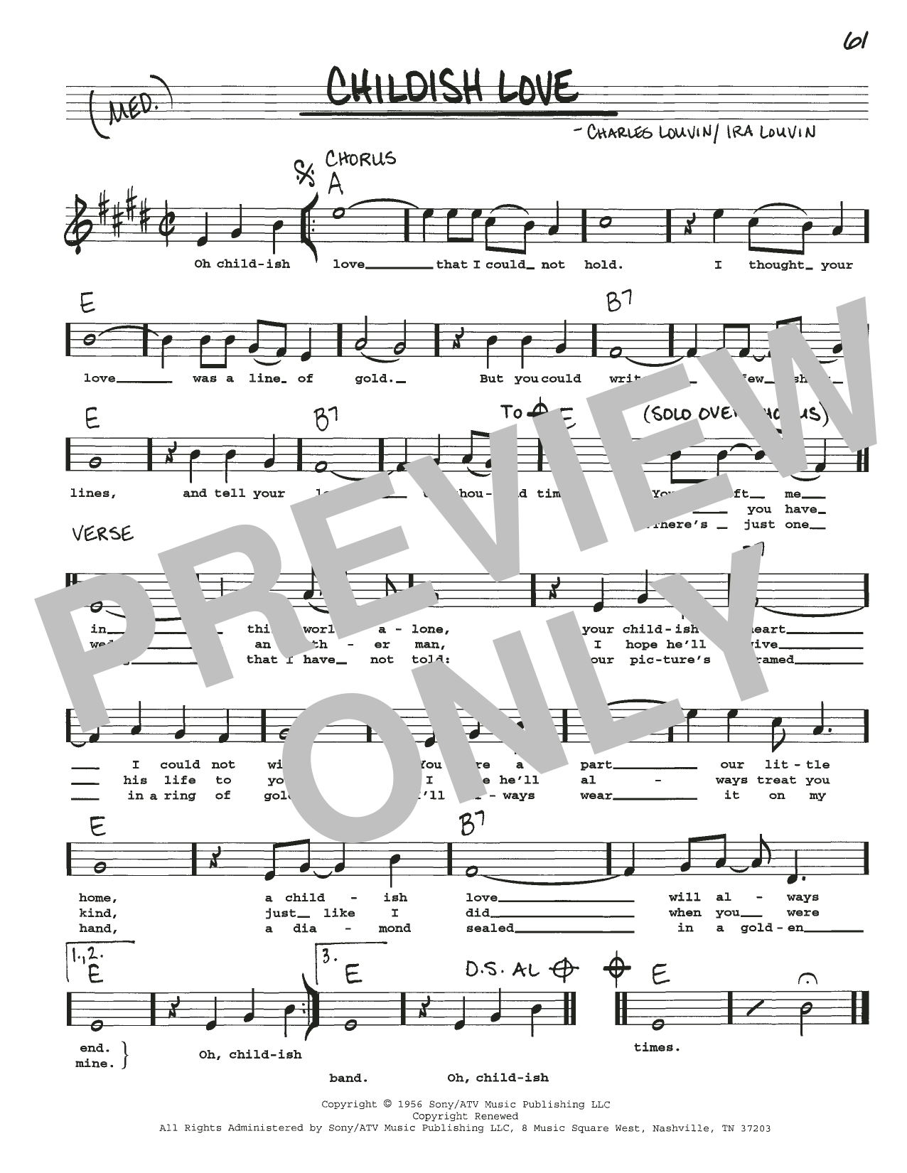 The Louvin Brothers Childish Love Sheet Music
