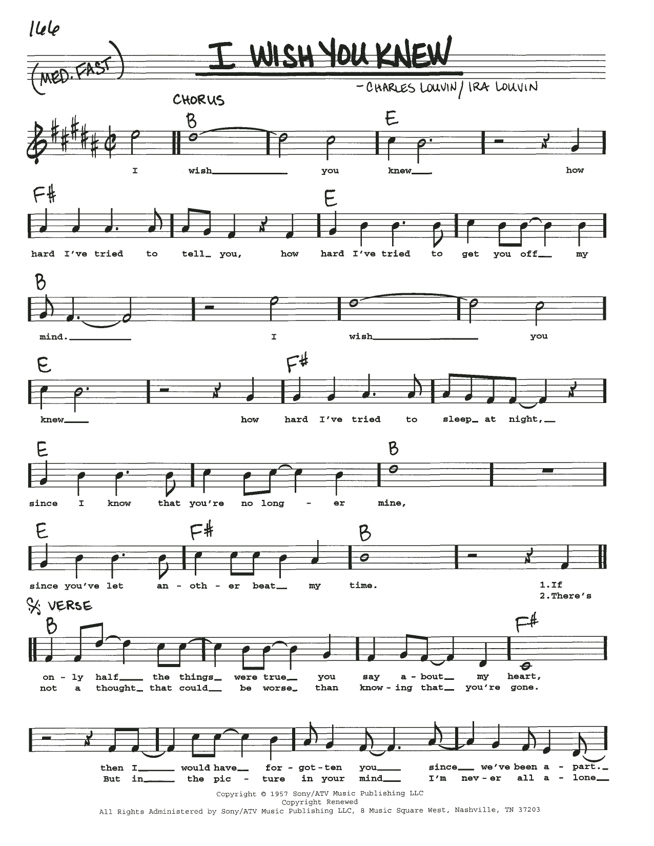 The Louvin Brothers I Wish You Knew Sheet Music