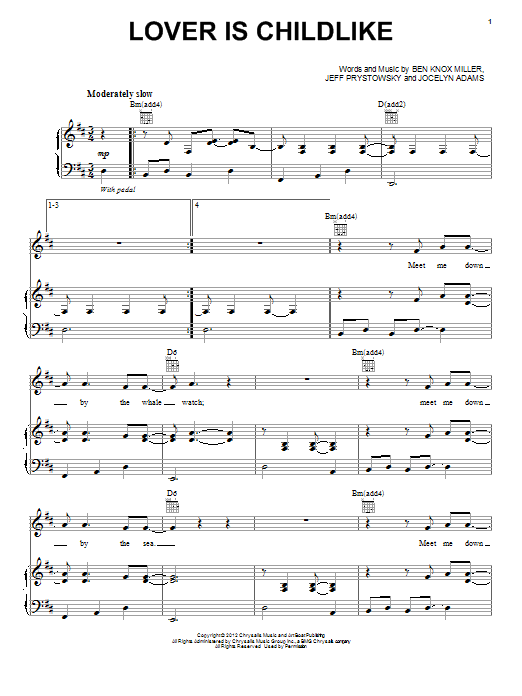 The Low Anthem Lover Is Childlike Sheet Music