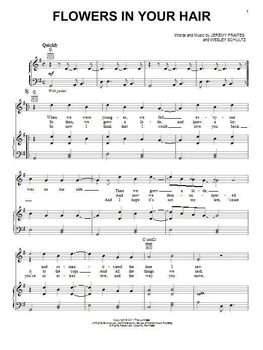 The Lumineers Flowers In Your Hair Sheet Music