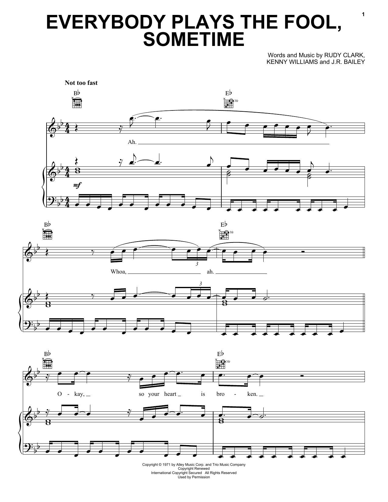 The Main Ingredient Everybody Plays The Fool, Sometime Sheet Music