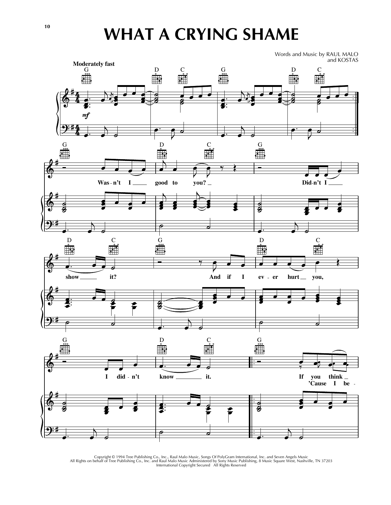 The Mavericks What A Crying Shame Sheet Music