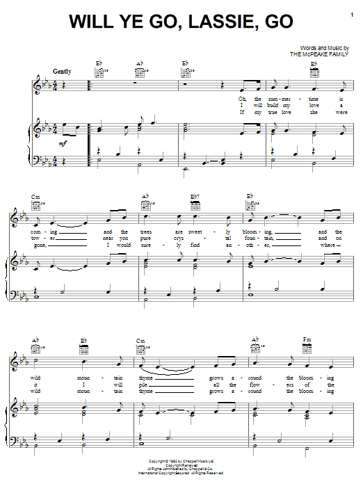 The McPeake Family Will Ye Go, Lassie, Go Sheet Music