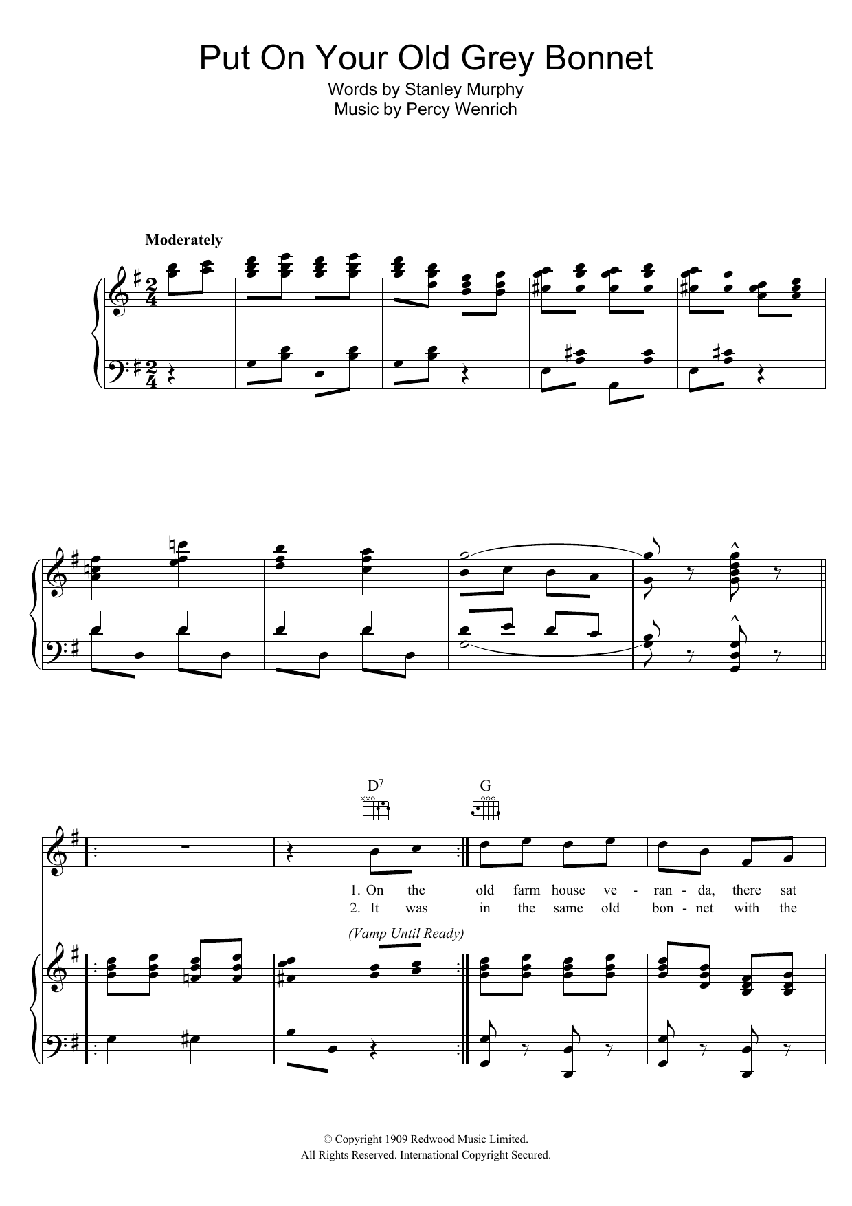 The Mills Brothers Put On Your Old Grey Bonnet Sheet Music
