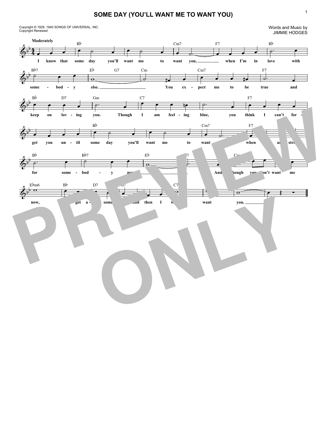 The Mills Brothers Some Day (You'll Want Me To Want You) Sheet Music