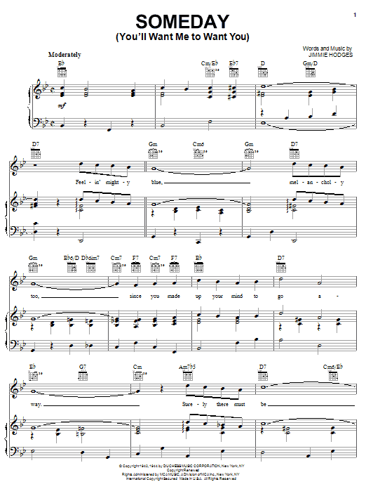 The Mills Brothers Someday (You'll Want Me To Want You) Sheet Music