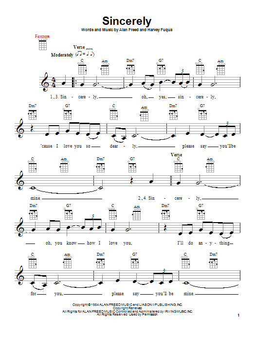 The Moonglows Sincerely Sheet Music