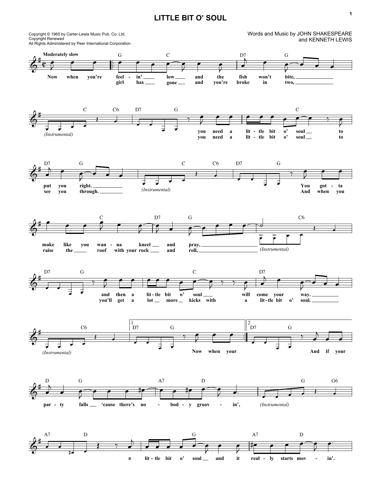 The Music Explosion Little Bit O' Soul Sheet Music