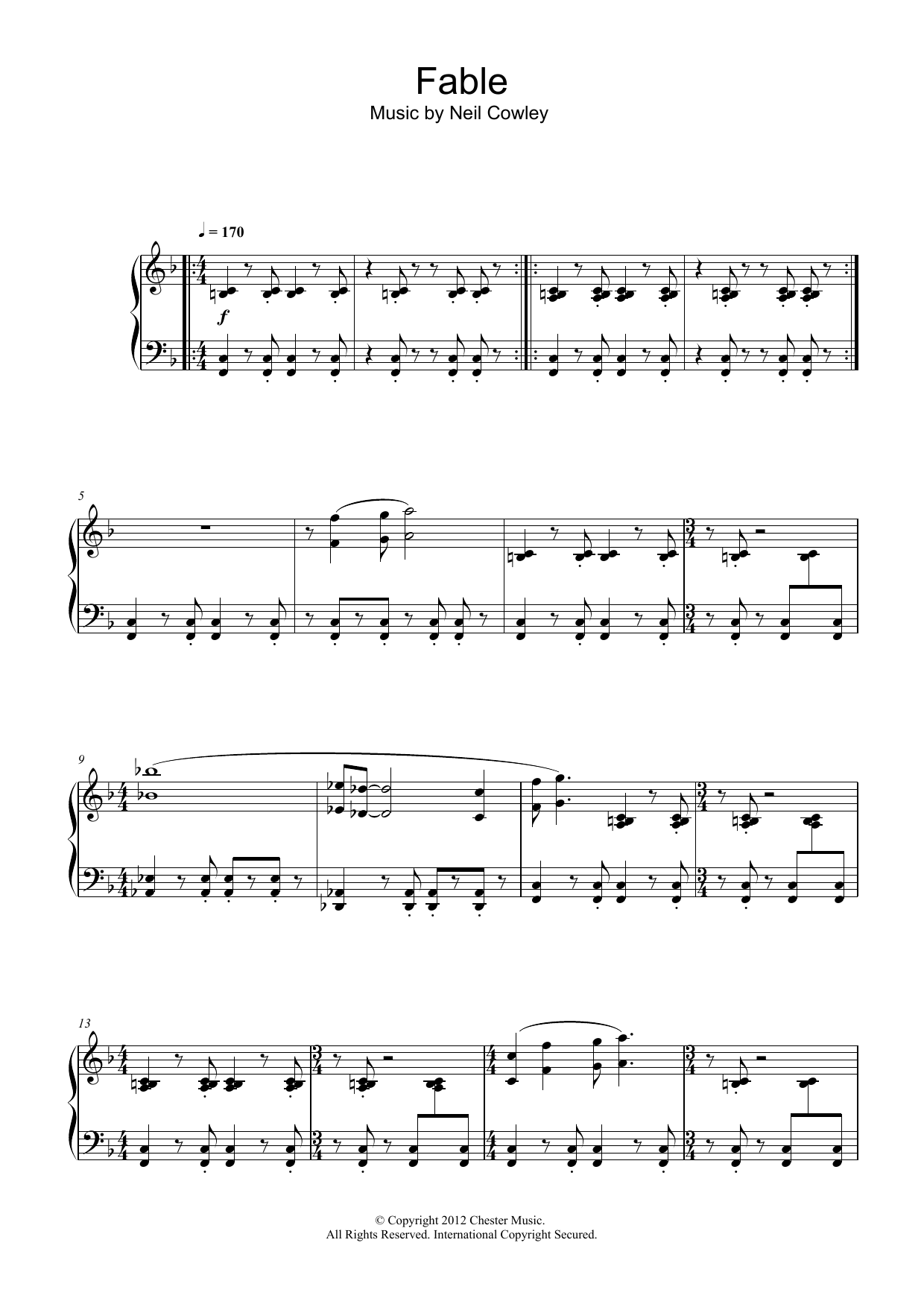 The Neil Cowley Trio Fable Sheet Music