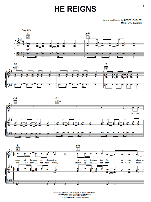 Newsboys He Reigns Sheet Music