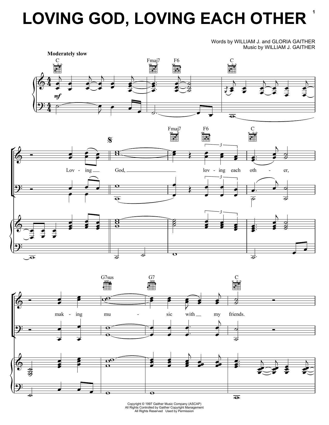 Oak Ridge Boys Loving God, Loving Each Other Sheet Music