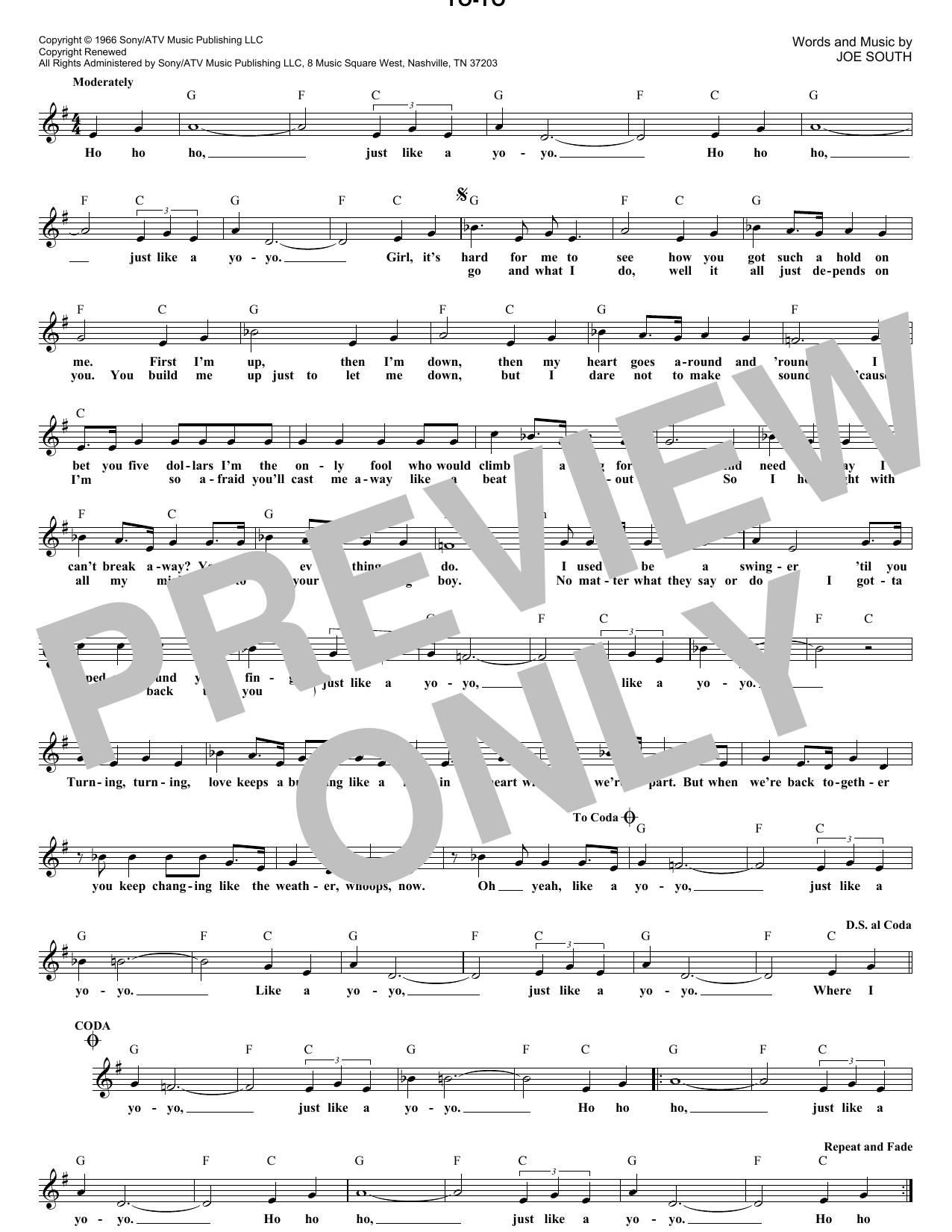 The Osmonds Yo-Yo Sheet Music