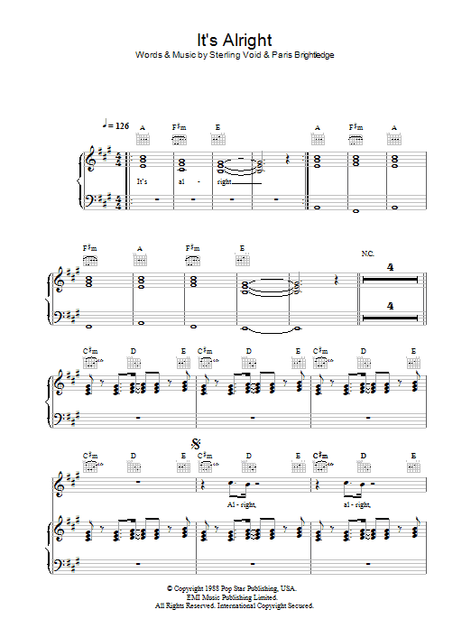 The Pet Shop Boys It's Alright Sheet Music
