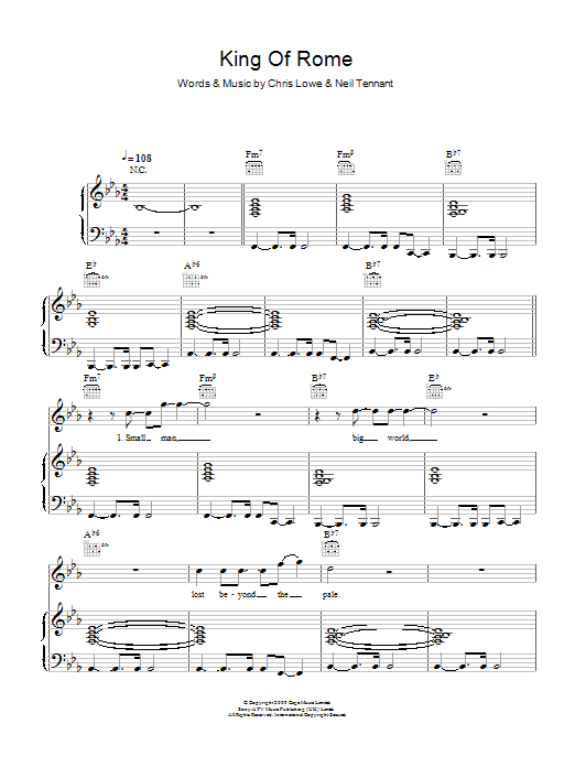 The Pet Shop Boys King Of Rome Sheet Music