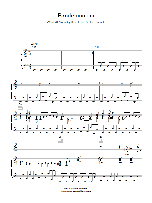 The Pet Shop Boys Pandemonium Sheet Music