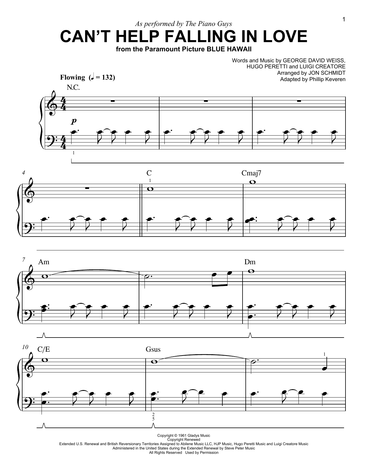 The Piano Guys Can't Help Falling In Love (arr. Phillip Keveren) Sheet Music