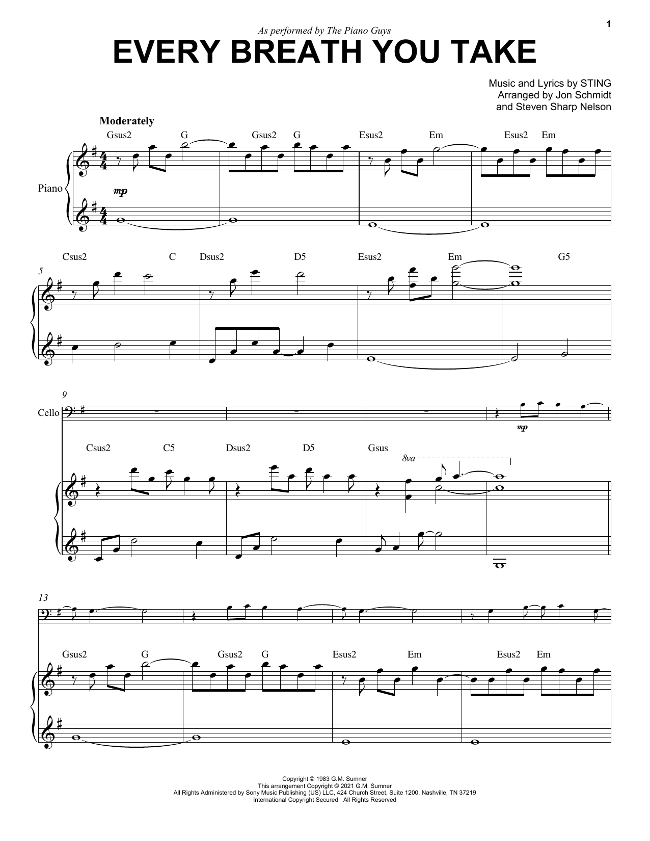 The Piano Guys Every Breath You Take Sheet Music