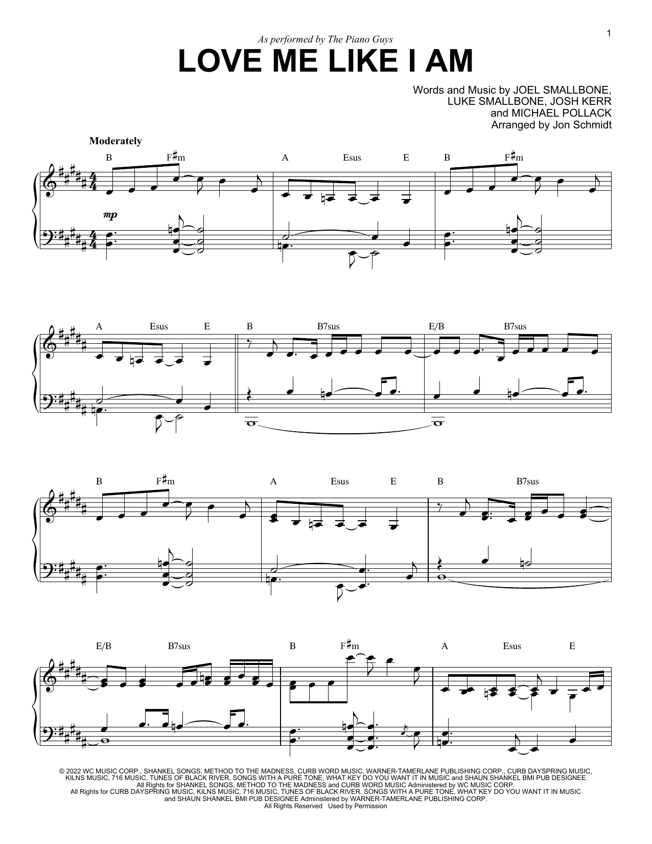 The Piano Guys Love Me Like I Am Sheet Music