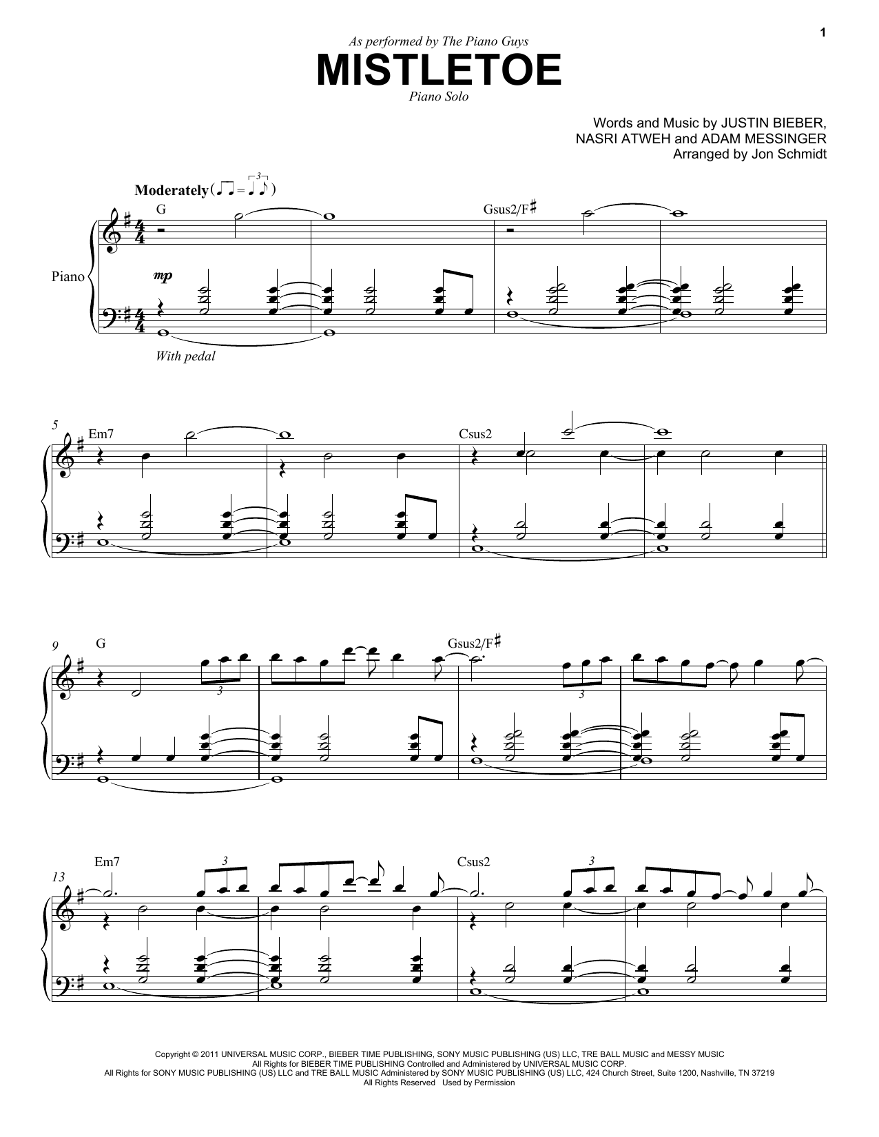 The Piano Guys Mistletoe Sheet Music