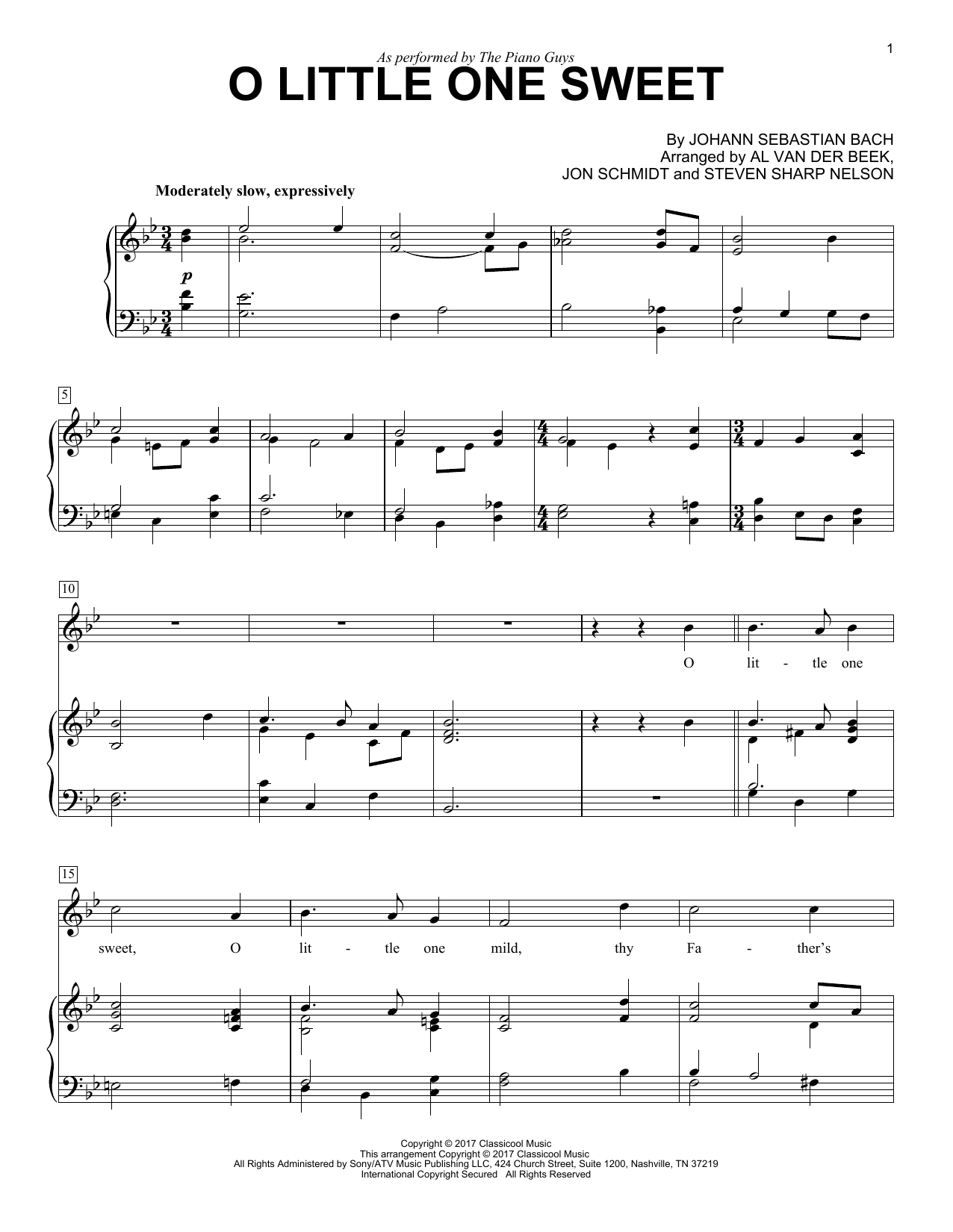 The Piano Guys O Little One Sweet Sheet Music