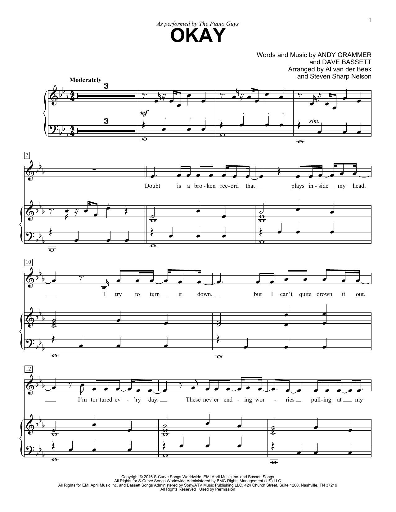 The Piano Guys Okay Sheet Music