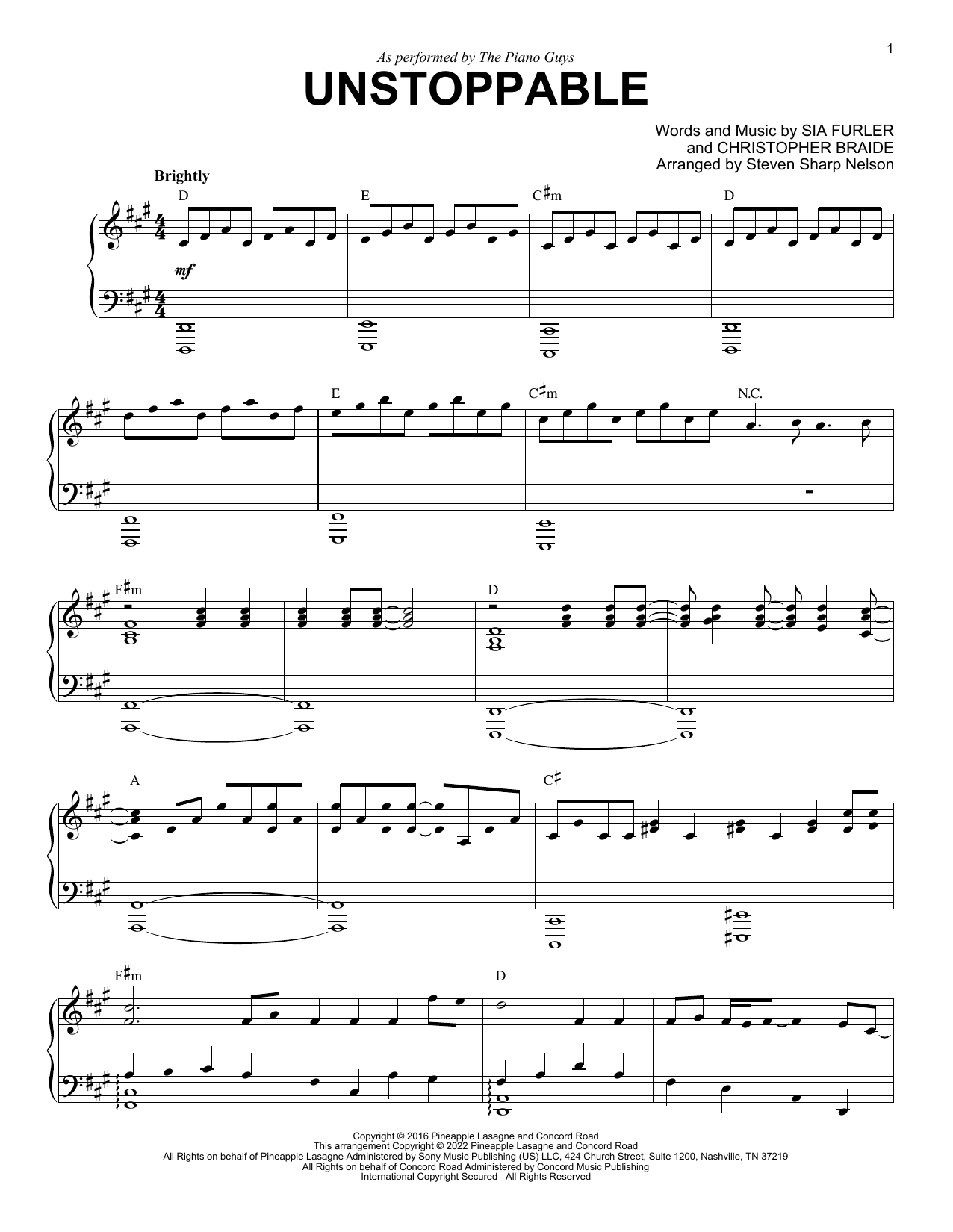The Piano Guys Unstoppable Sheet Music