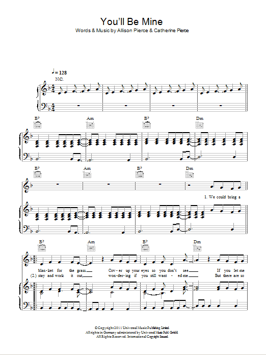 The Pierces You'll Be Mine Sheet Music