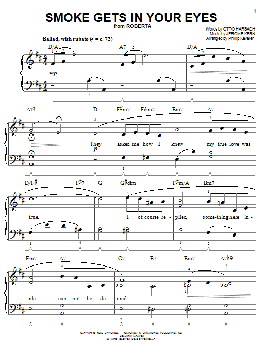 The Platters Smoke Gets In Your Eyes (arr. Phillip Keveren) Sheet Music