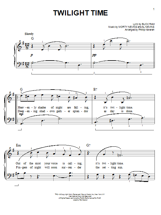 The Platters Twilight Time (arr. Phillip Keveren) Sheet Music