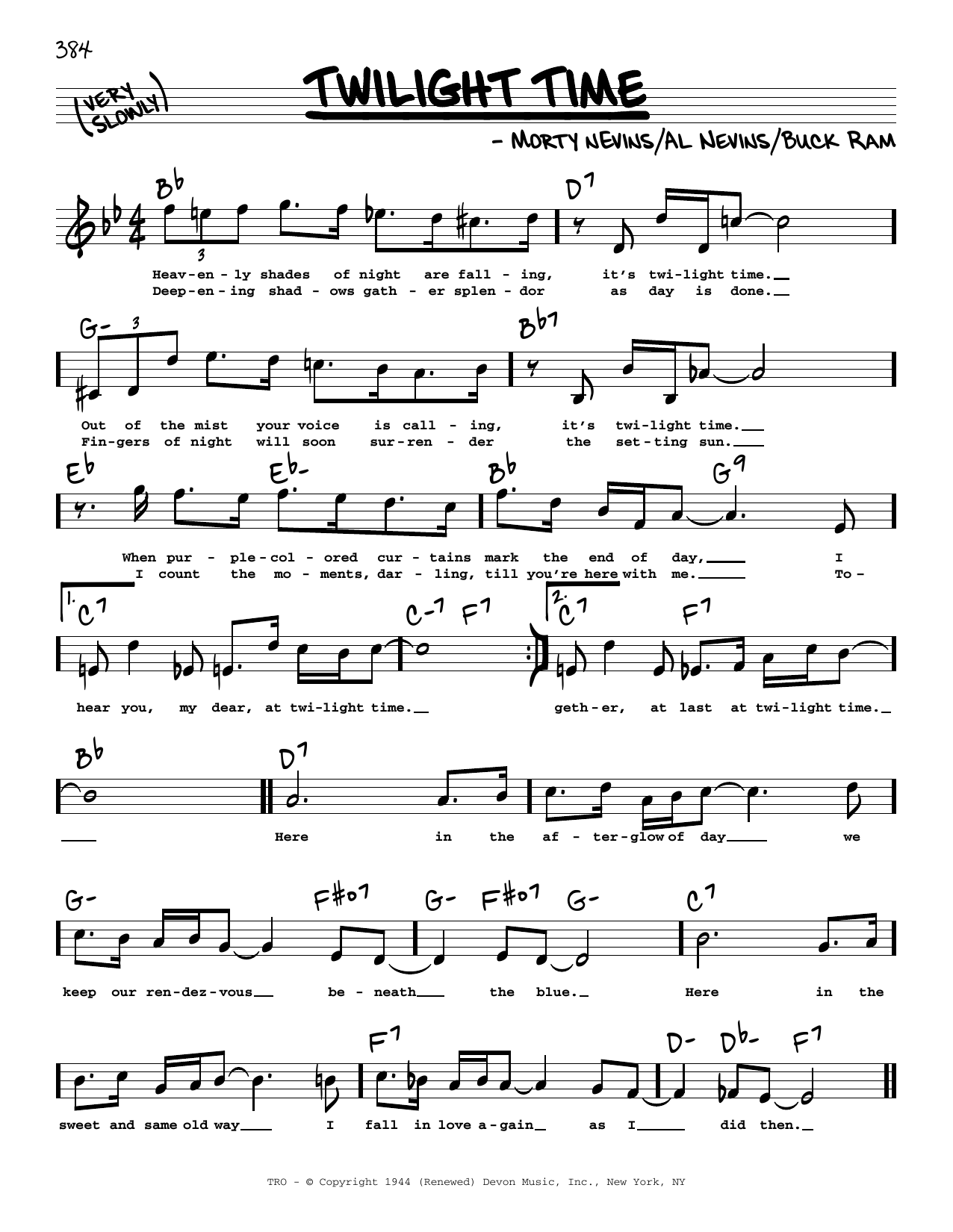 The Platters Twilight Time (High Voice) Sheet Music