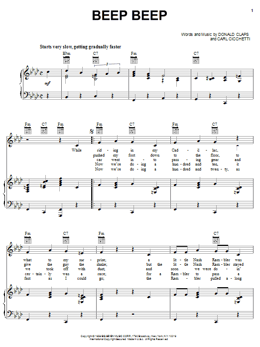 The Playmates Beep Beep Sheet Music