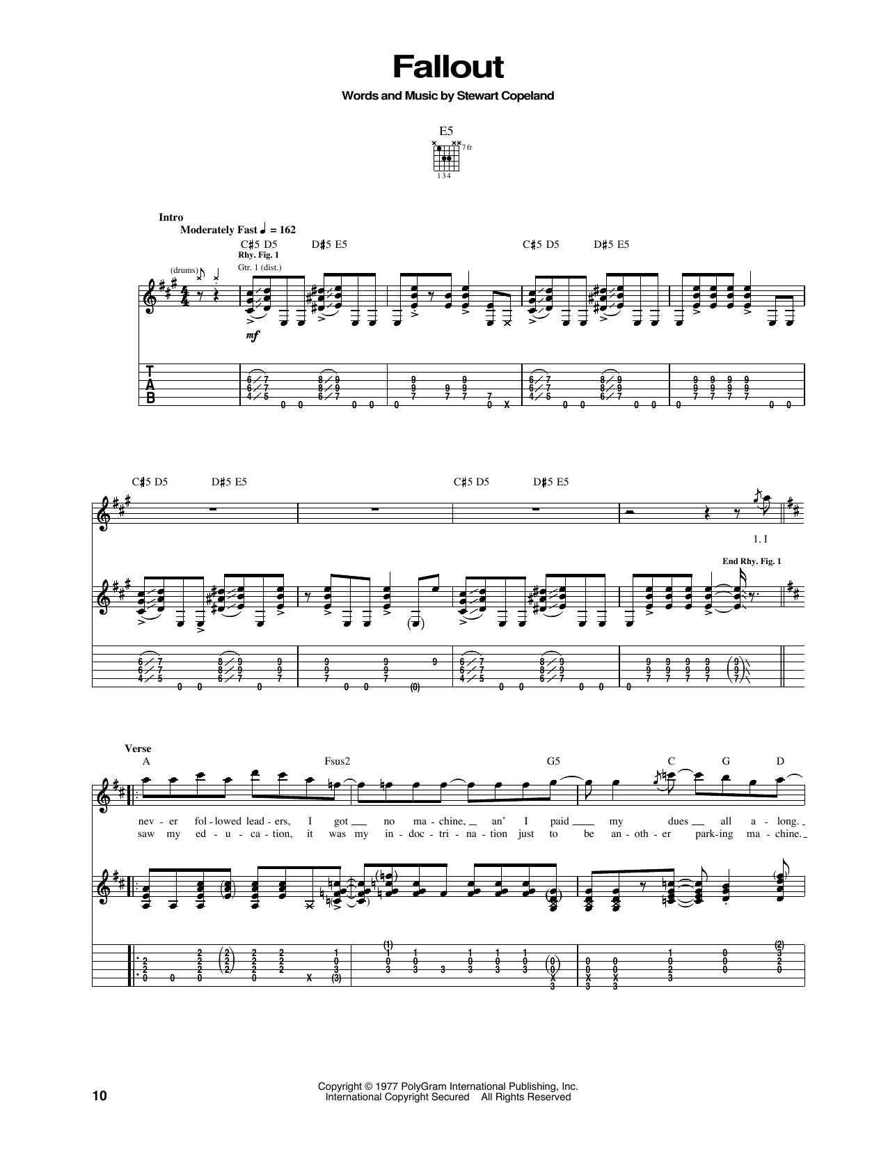 The Police Fallout Sheet Music