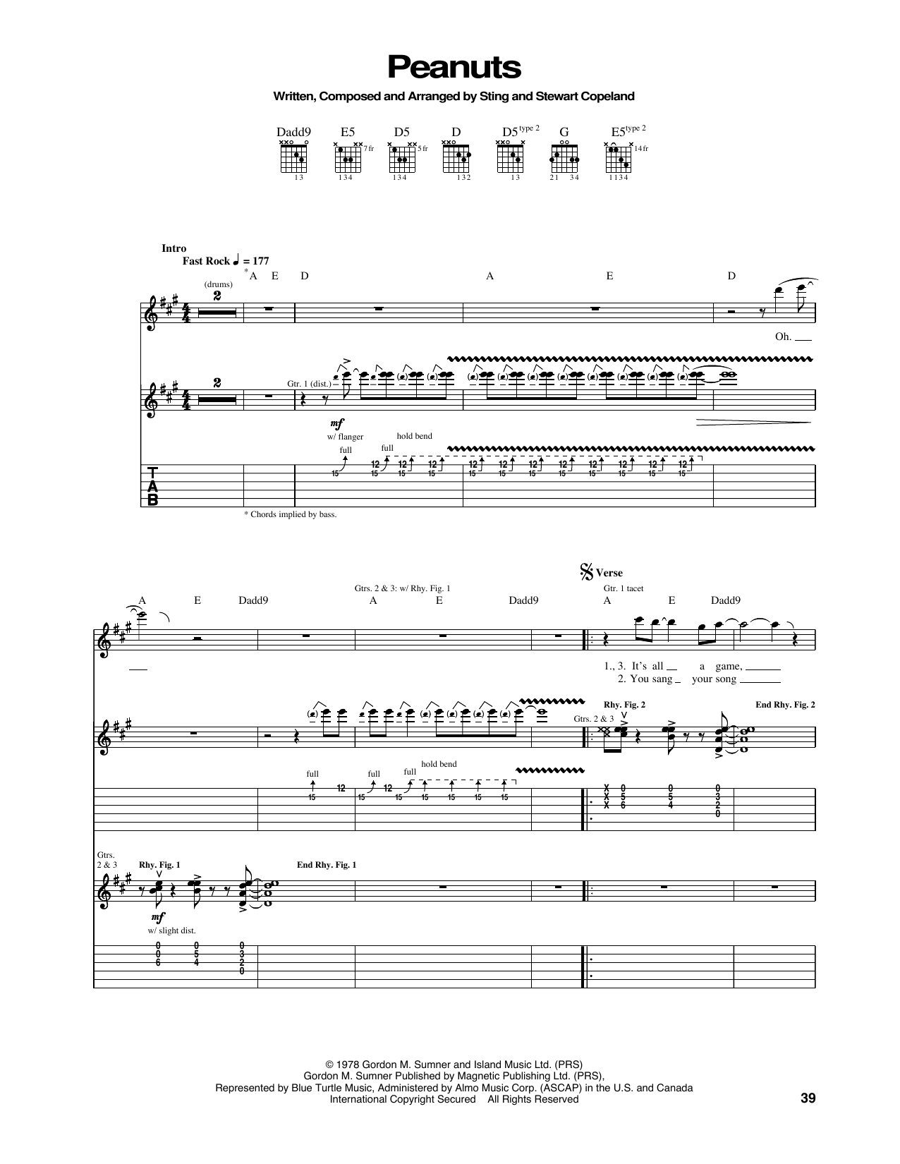 The Police Peanuts Sheet Music