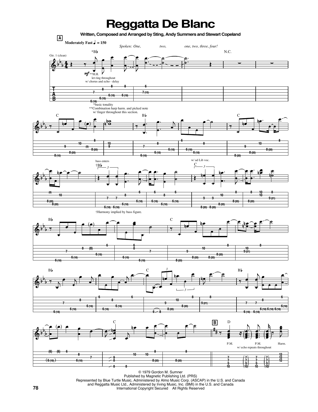 The Police Regatta De Blanc Sheet Music