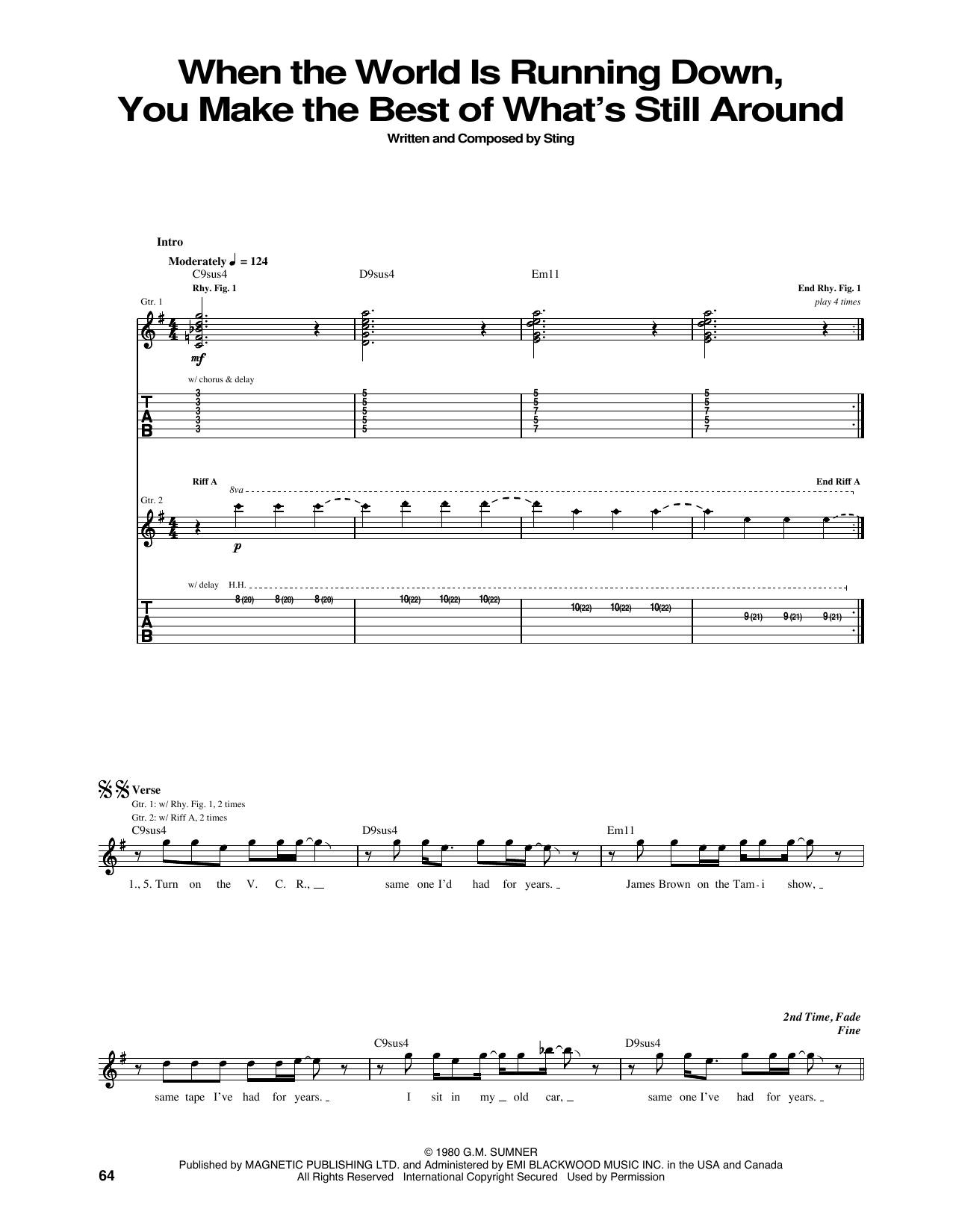 The Police When The World Is Running Down, You Make The Best Of What's Still Around Sheet Music