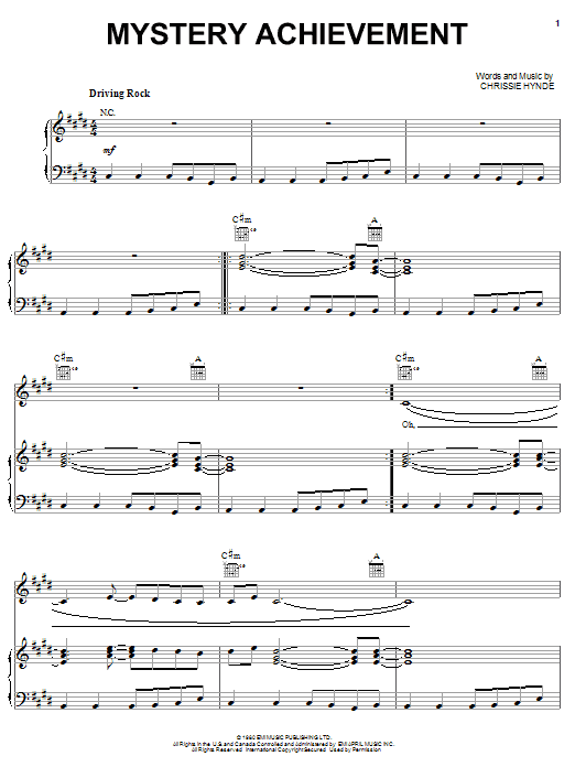 The Pretenders Mystery Achievement Sheet Music