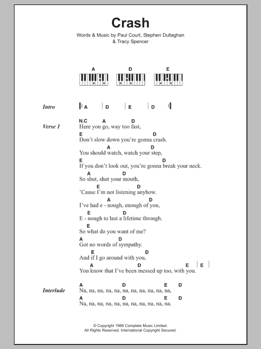 The Primitives Crash Sheet Music