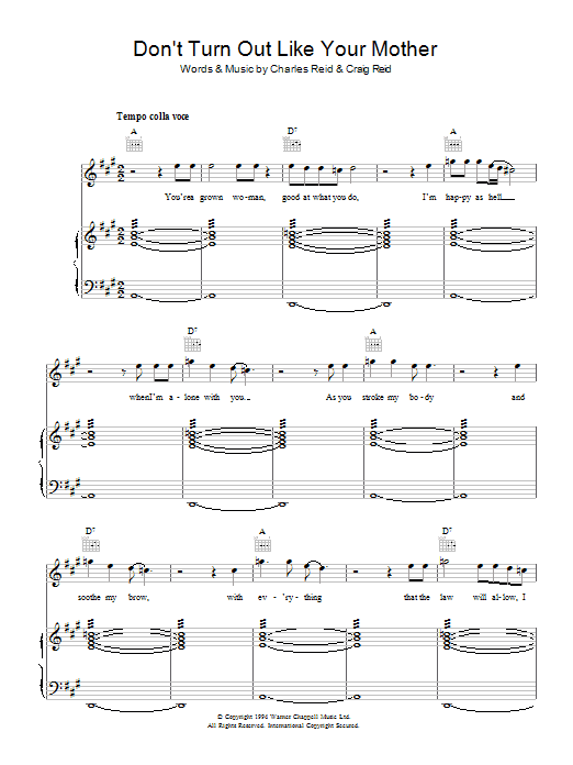 The Proclaimers Don't Turn Out Like Your Mother Sheet Music