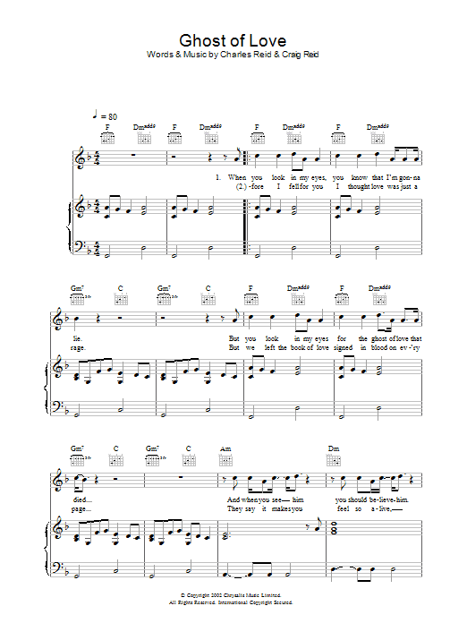 The Proclaimers Ghost Of Love Sheet Music